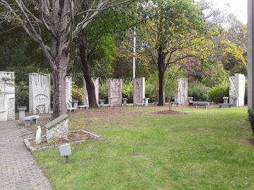 Panels in meditation garden.